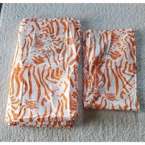 Rooms That Rule 1 Twin Flat Sheet  1 Pillow Case Cotton Orange Zebra Print